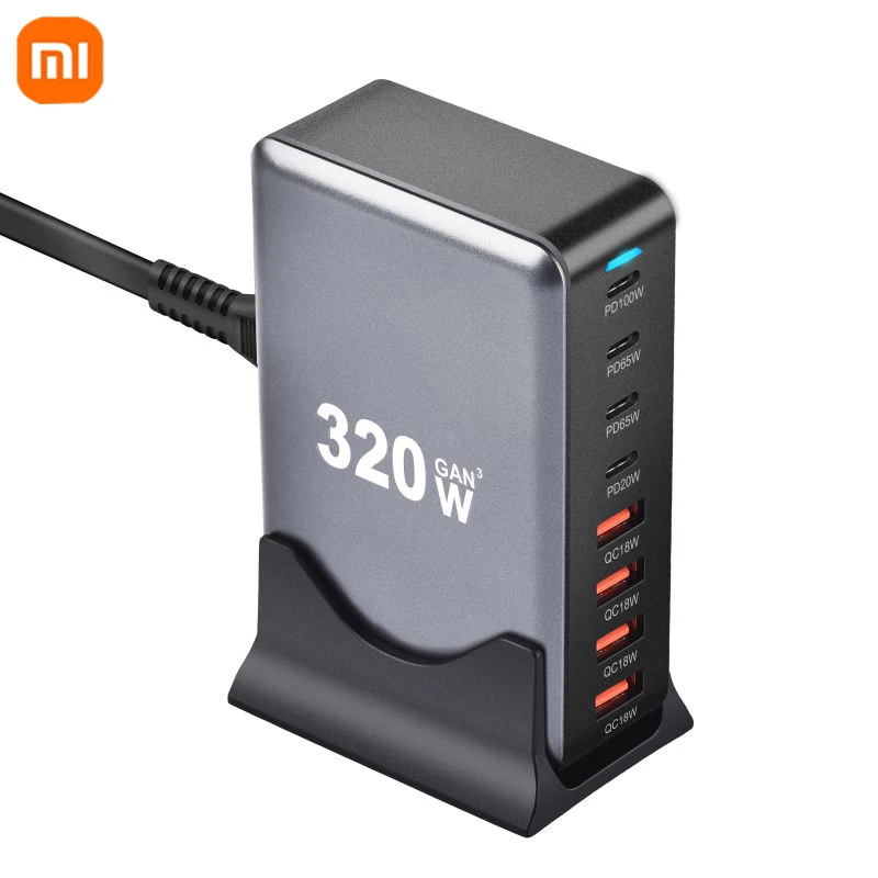 Xiaomi 320W GaN Charger USB Fast Desktop 8-port USB Type-C PD Charger Fast Charge 3.0 USB Type-C Fast Charger For iPhone Samsung - AliExpress 202192403