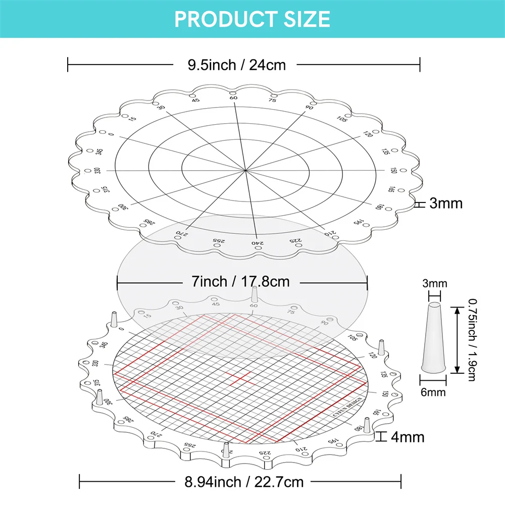 9.5inch/24cm Rotating Stamping Platform-Stamp & Spin Tool for Circular Designs, Stamping Positioning Tool with 24 Equal Interv
