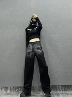 Denim Jeans Luxury Pants for Women 2025 Women's Summer Trousers Straight Loose Patchwork Trend Long Tie Dye Vintage Elasticity - Image 4