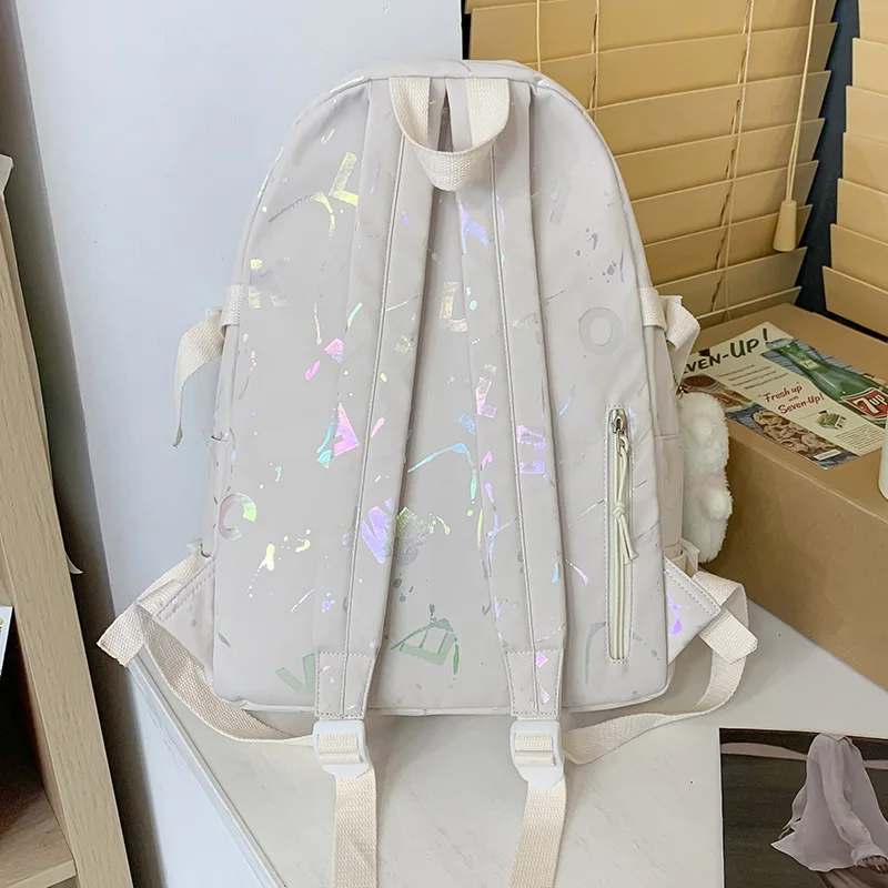 Girl Travel White Book Laptop Backpack New Female Trendy Color Student Bag Fashion Ladies College Backpack Cool Women School Bag 6