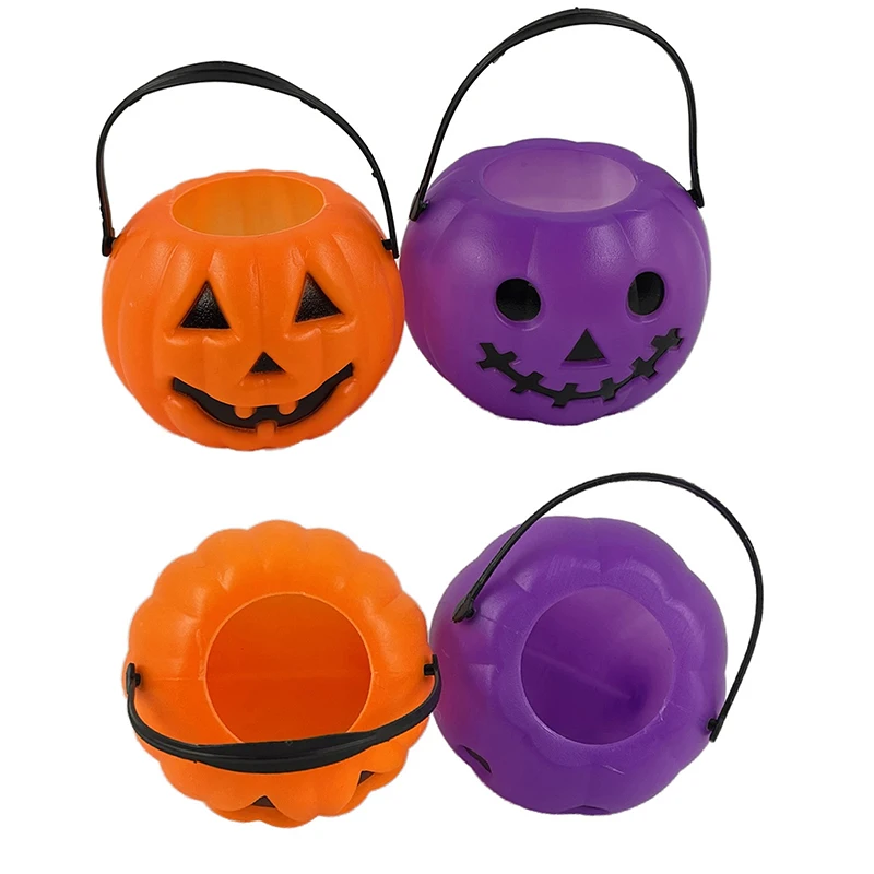 Halloween-Süßigkeitseimer für Kinder, weiß, grün, lila, Geister-Kürbiskorb, Süßes oder Saures, Halter, Party-Dekoration – Detail 7