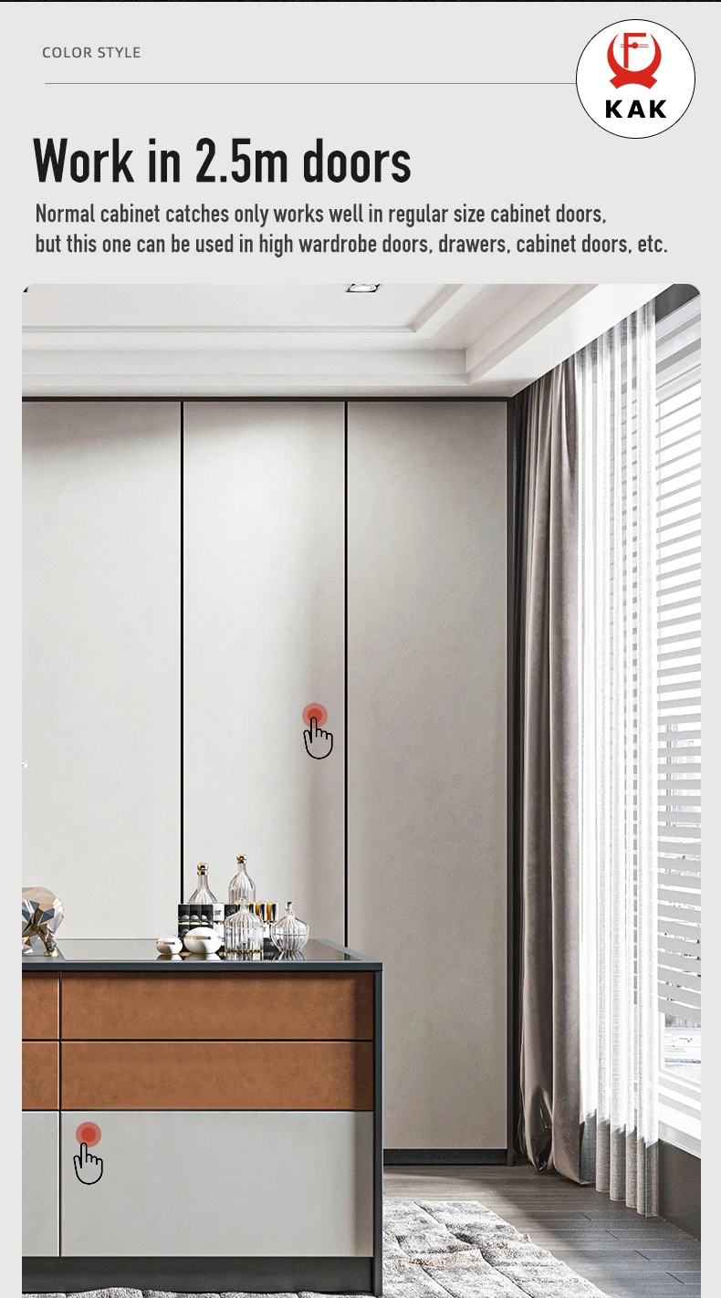 Description Picture 4 of itemKAK Push to Open Magnetic Cabinet Catches for 2.5m Door Hidden Kitchen Cabinet Handles Damper Buffer for Drawer Door Hardware