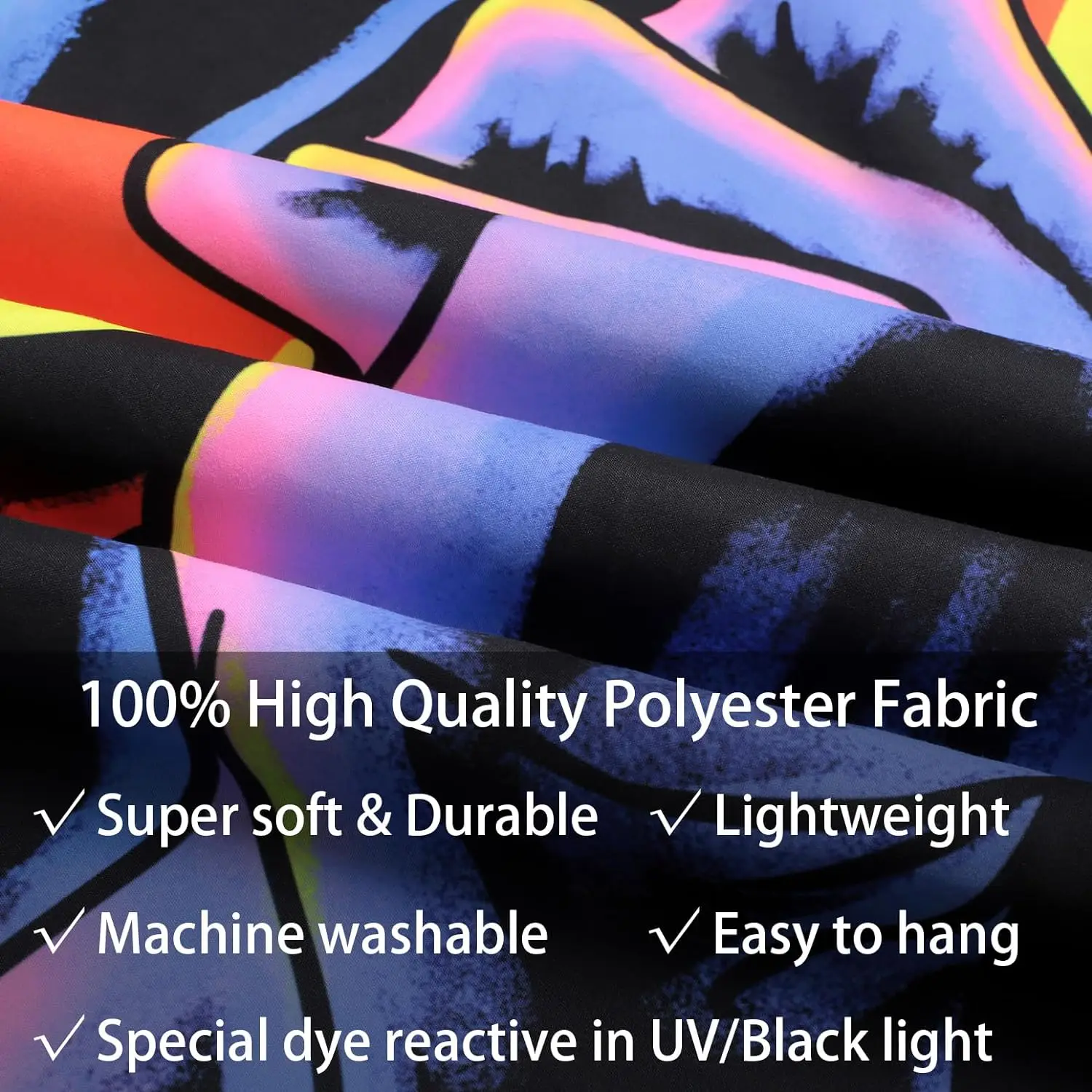 Blacklight Horror Face Tapestry UV Reactive Trippy Wall Hanging Glow in the Dark Party Backdrop for Living Room Decor