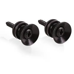 Premium Guitar Strap Locking Pegs - Set of 2 Metal End Pins for Acoustic, Electric, Bass, and Ukulele (Black)