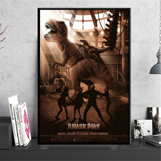 Dinosaur Warning Card Canvas Painting Jurassic Park Poster HD Printing Modern Wall Art Picture Living Room Bedroom Decor Gift