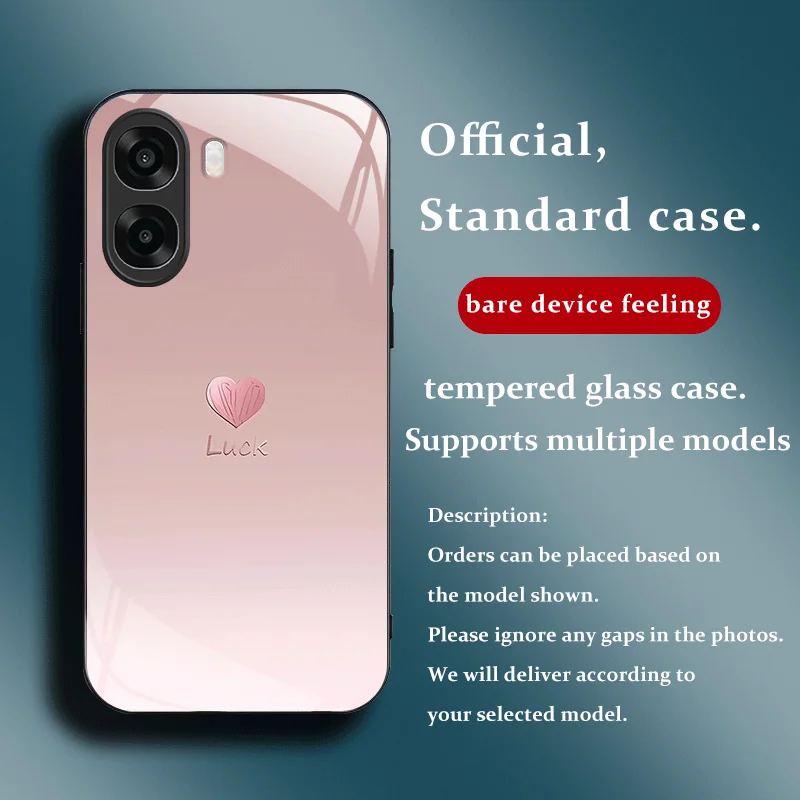Loving Heart Design Tempered Glass Protective Back Case Cover
