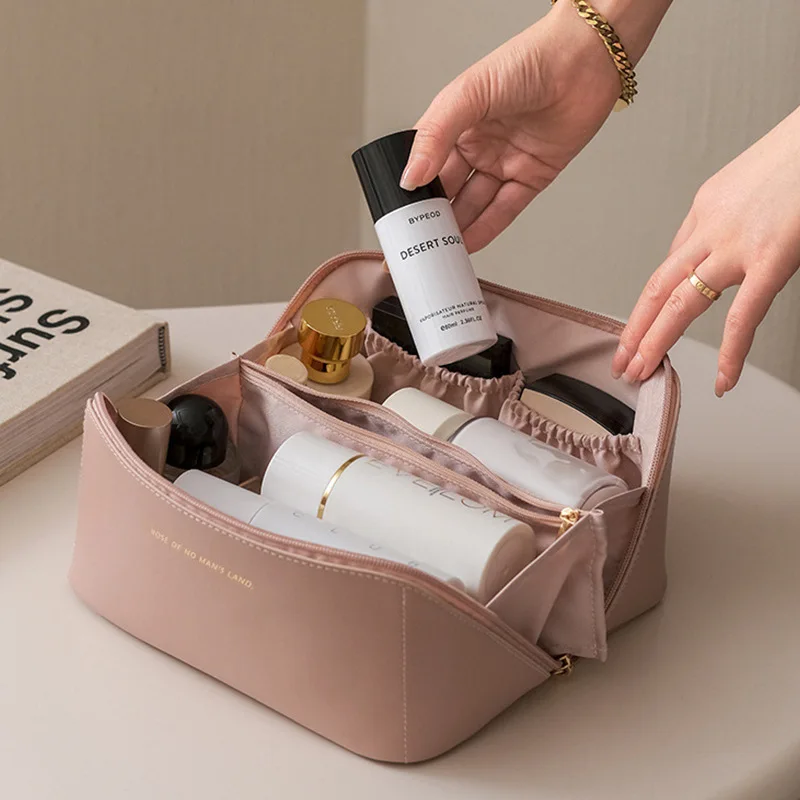 Large-Capacity Makeup Bag Leather Cosmetic Bag Women Multifunction Toiletries Organizer Portable Travel Waterproof Storage Case 3