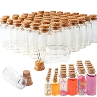 Lovely Small Bottle Tiny Clear Empty Wishing Glass Message Vial With Cork Stopper mini Containers 1