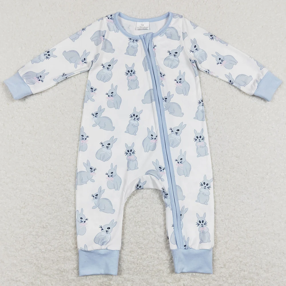Boutique Kids Sibling Pajamas Bunny Print Cute Easter Baby Girls Pajamas Match Infant Baby Romper Cute Boys Sleepwear Nightwear