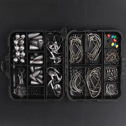 132 Pieces of Fishing Accessories Set Lead Hook Wide Belly Hook Strong Pin Space Bean Eight-shaped Loop Lead Sinker Fishing Tool