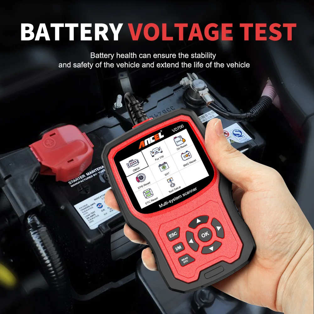 ANCEL VD700 Professional OBD2 Scanner for VW for Audi for Seat for Skoda Oil EPB SAS TPMS Reset Full System Code Reader 5