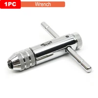 Clé de support de robinet à cliquet à poignée en T réglable en argent avec 5 pièces M3-M8 3mm-8mm filetage de vis Machine prise métrique robinet en forme de T 6