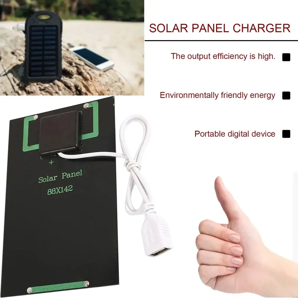 5W 6V Solar Panel Battery Charger DIY Solar Module with USB Port Foldable Portable Outdoor Charging Board for Mobile Phone