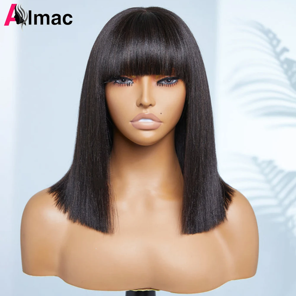 

Put And Go Straight Short Bob Wig With Bang 2x1 Lace Glueless Bob Wig Virgin Remy Human Hair Minimalist Undetectable Lace Wig
