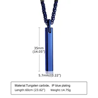 TUNGSTEN Necklace Pendant for Men Male Long Bar Black Blue Silver Gold Color Stainless Steel Fashion Jewelry Gift 2024 2