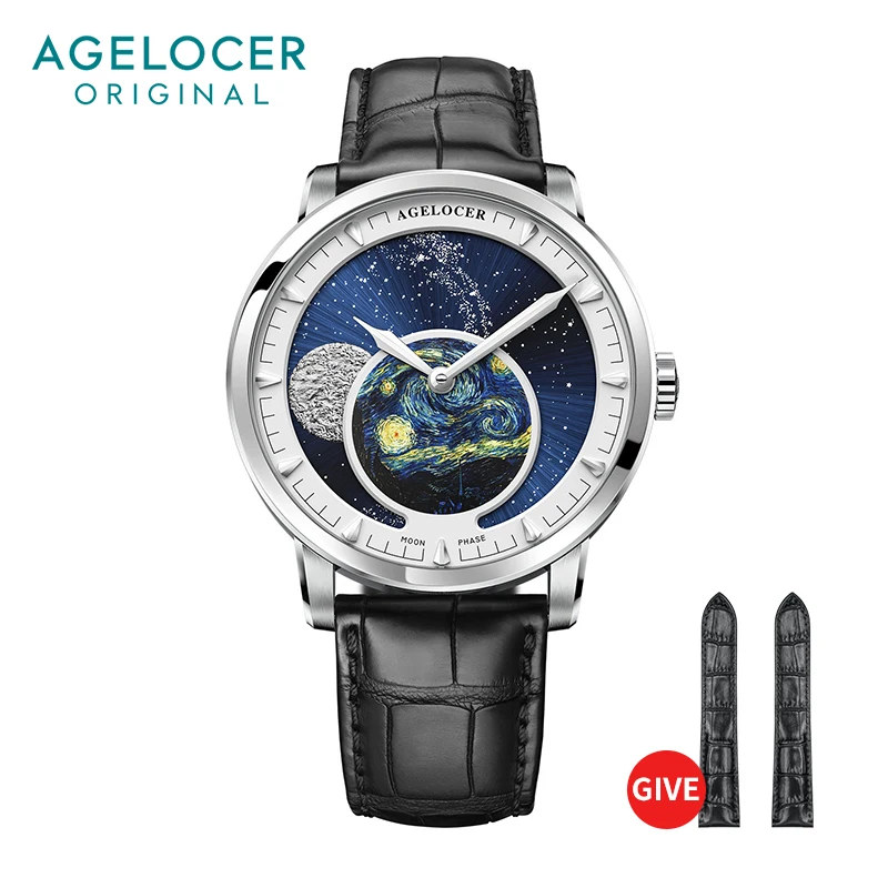 AGELOCER Switzerland Designer Moon Phase Luxury Watch Top Brand Mens Automatic Sapphire Watches Mechanical Power Reserve