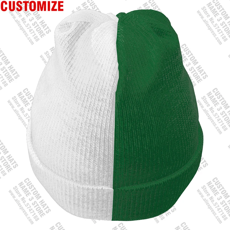 Bonnet Tricoté Drapeau Algérie Beanie Pour Homme Femme Épais