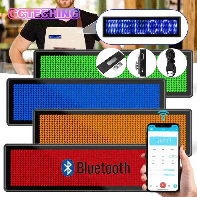LED Name Tag Badge Module Rechargeable Bluetooth capable LED Mini ...