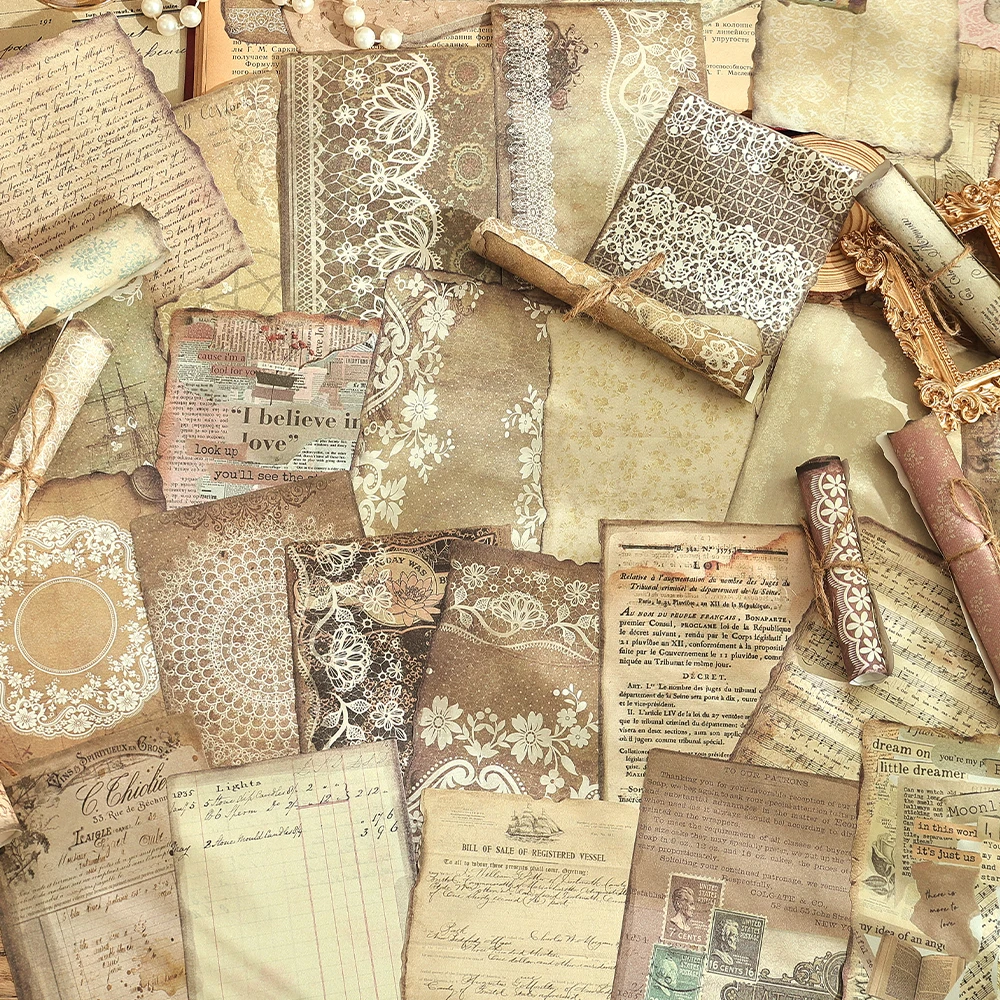 Ecoofor Set Di 156 Fogli Carta Vintage In Pizzo Per Scrapbooking – 6 Pacchi Di Cancelleria Retrò Con Adesivi, Ideali Per Diari, Collage E Fai Da Te - 2