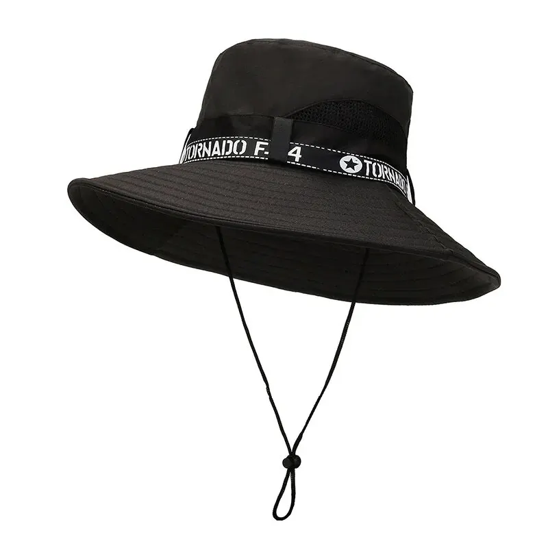 Spring Summer Bucket Hats Men's Solid Color Big Brim Sun Hat Women's Folding Fishing Mountaineering Outdoor