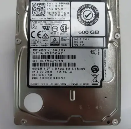 For 0WPJY9 AL13SXL600N 600G 15K SAS 6GB server hard disk