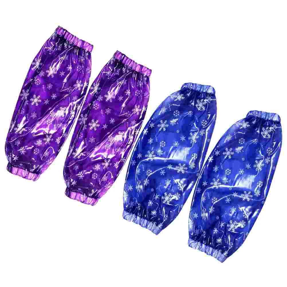 

2 Pairs Kitchen Waterproof Oversleevess Snowflake Pattern Cleaning Oversleeve PVC Oilproof Arm Sleeve Protectors (Random Color)