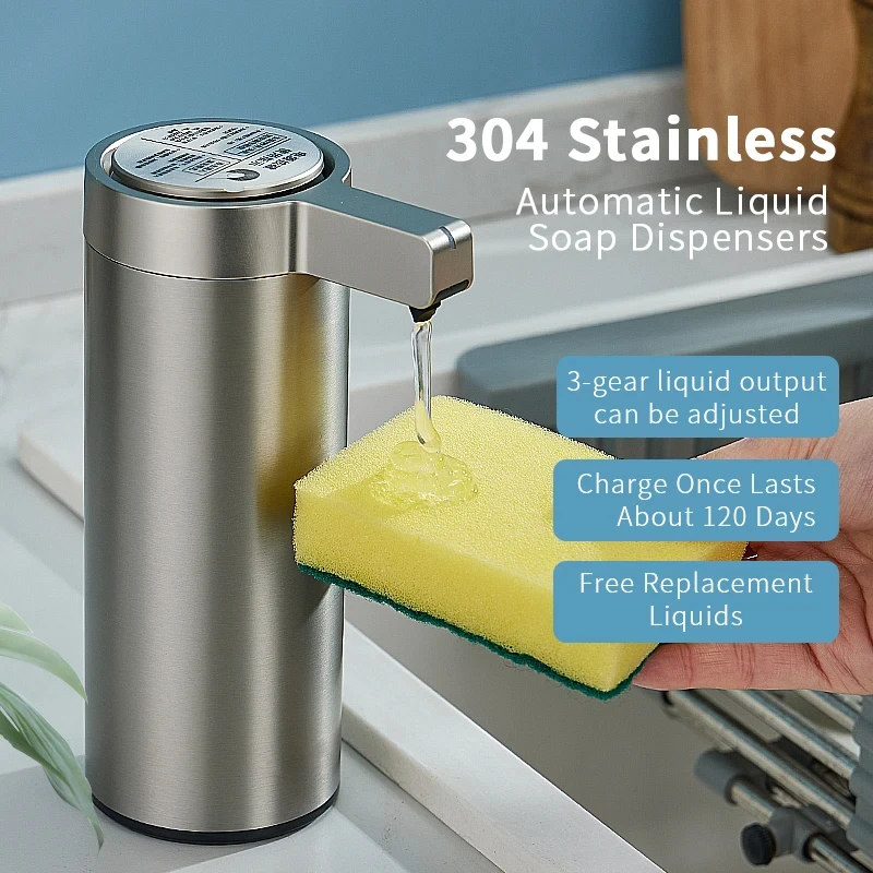 Kitchen Soap Dispenser 304 Stainless Steel Automatic Sensor