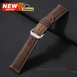 Vintage - Style Leather Watch Strap - Unisex Retro Wristband Replacement - 22mm (Deep Brown)