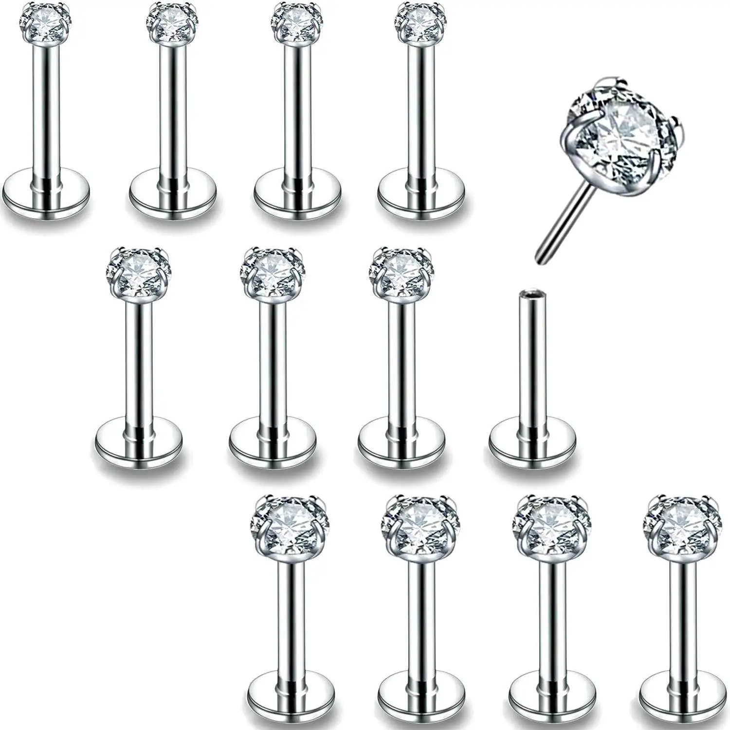 1Pc Stainless Steel Crystal Zircon Ear Studs Earrings for Women/Men 16G/18G Tragus Cartilage Nose Lip Flat Piercing Jewelry Piercing Jewelry Body Piercing Earrings Ear Piercing Jewelry Metal Jewelry Body Jewelry