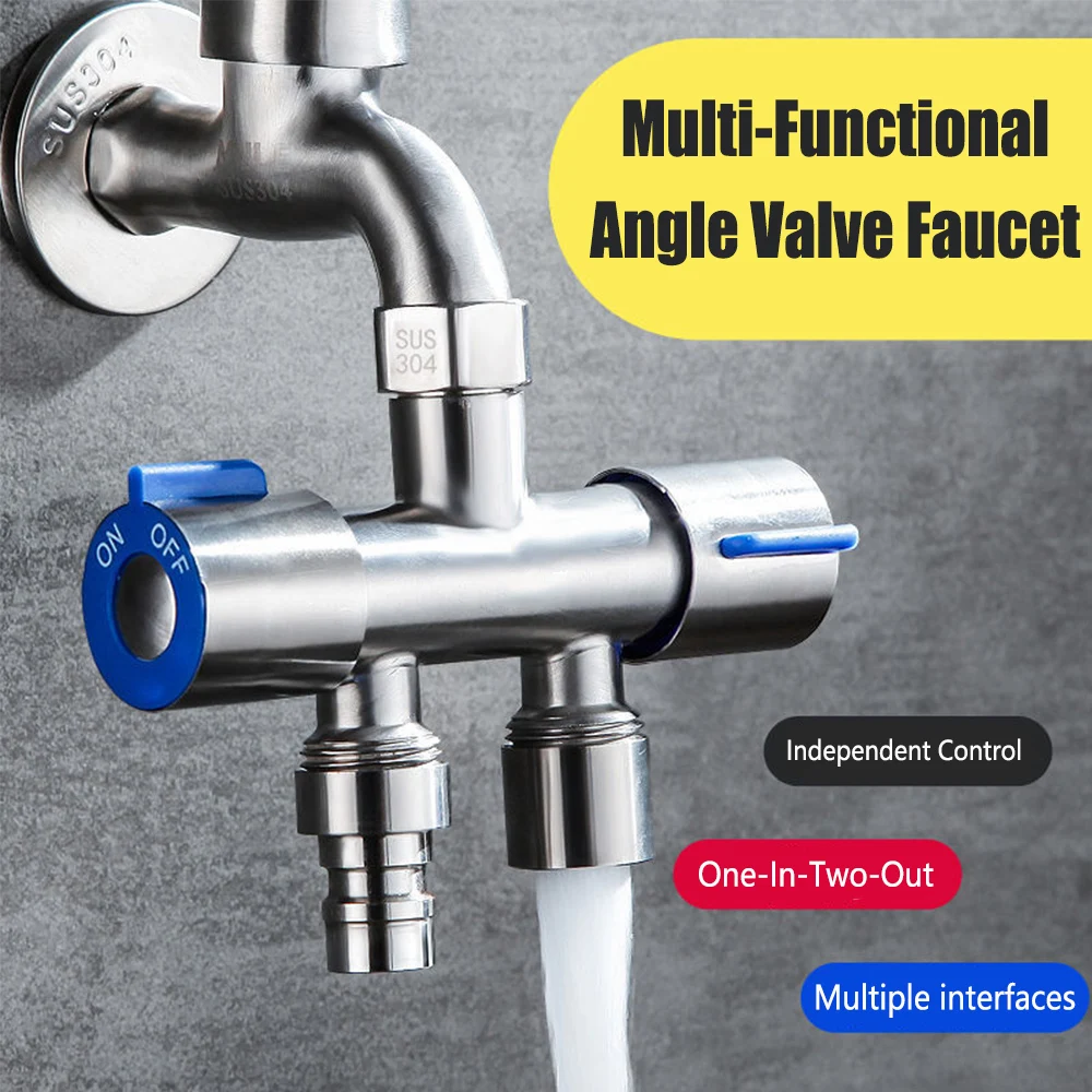 

Dual Control Dual Use 3 Way Shower Water Diverter Valve Faucet Filling Angle Valves Washing Machine Bathroom Toilet Accessories
