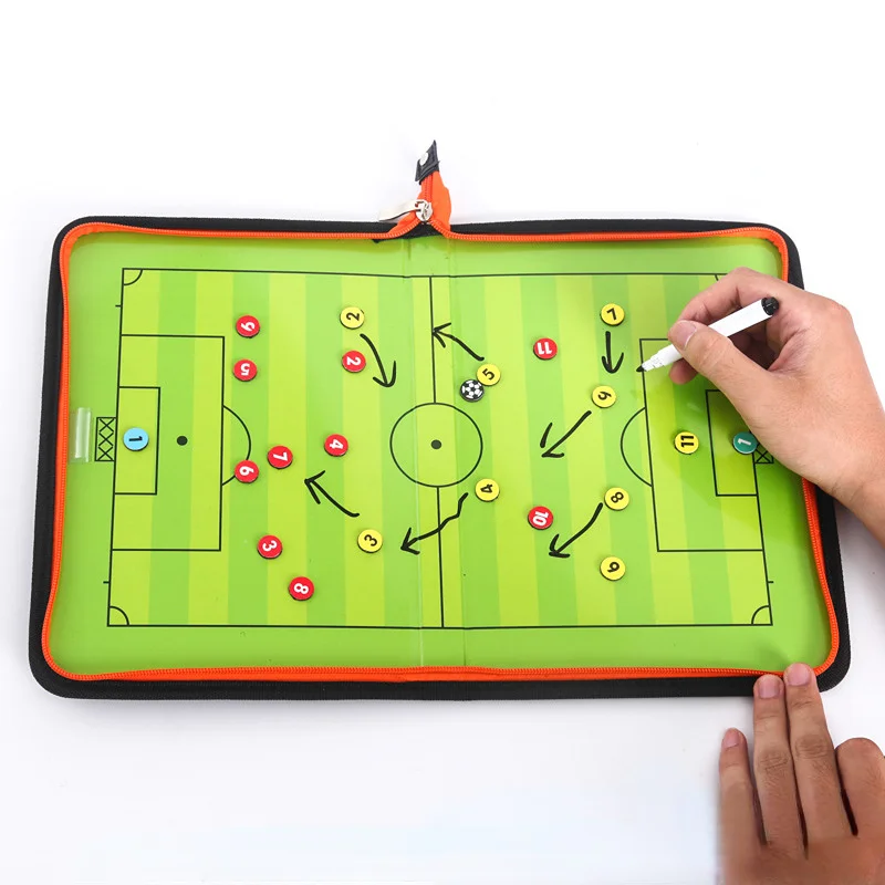 Soccer Tactical Board Coach Tactical Board Magnetic Zipper Foldable Strategy with Pen Clipboard