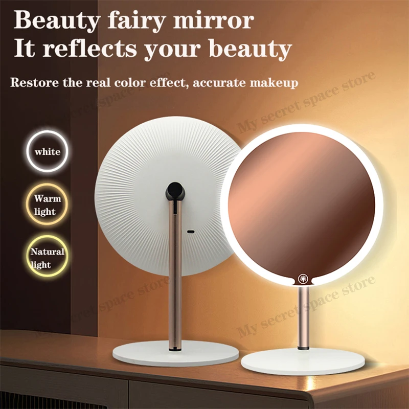 Internet celebrity LED makeup Mirror Vanity mirror desktop mirror Gift mirror HD LED light Metal holder portable removable