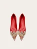 Spring and Autumn New Women's Flat Heel Satin Red Water Diamond Chinese Wedding Women's Shoes 3