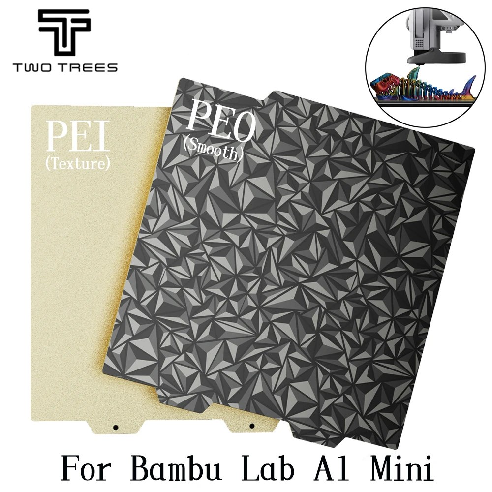 

For Bambu Lab A1 mini 180x180mm Build Plate Texture PEI+ Smooth PEO Double Side PEO+PEI Spring Steel Sheet 3D Printer Parts