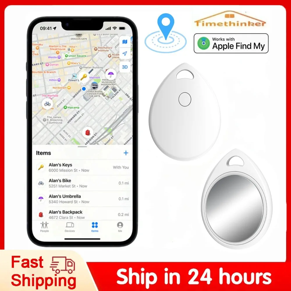 Timethinker Smart Bluetooth GPS Tracker Key Finder Work with Apple Find My Smart AirTag Tracker IOS Item Locator For Bag Pet