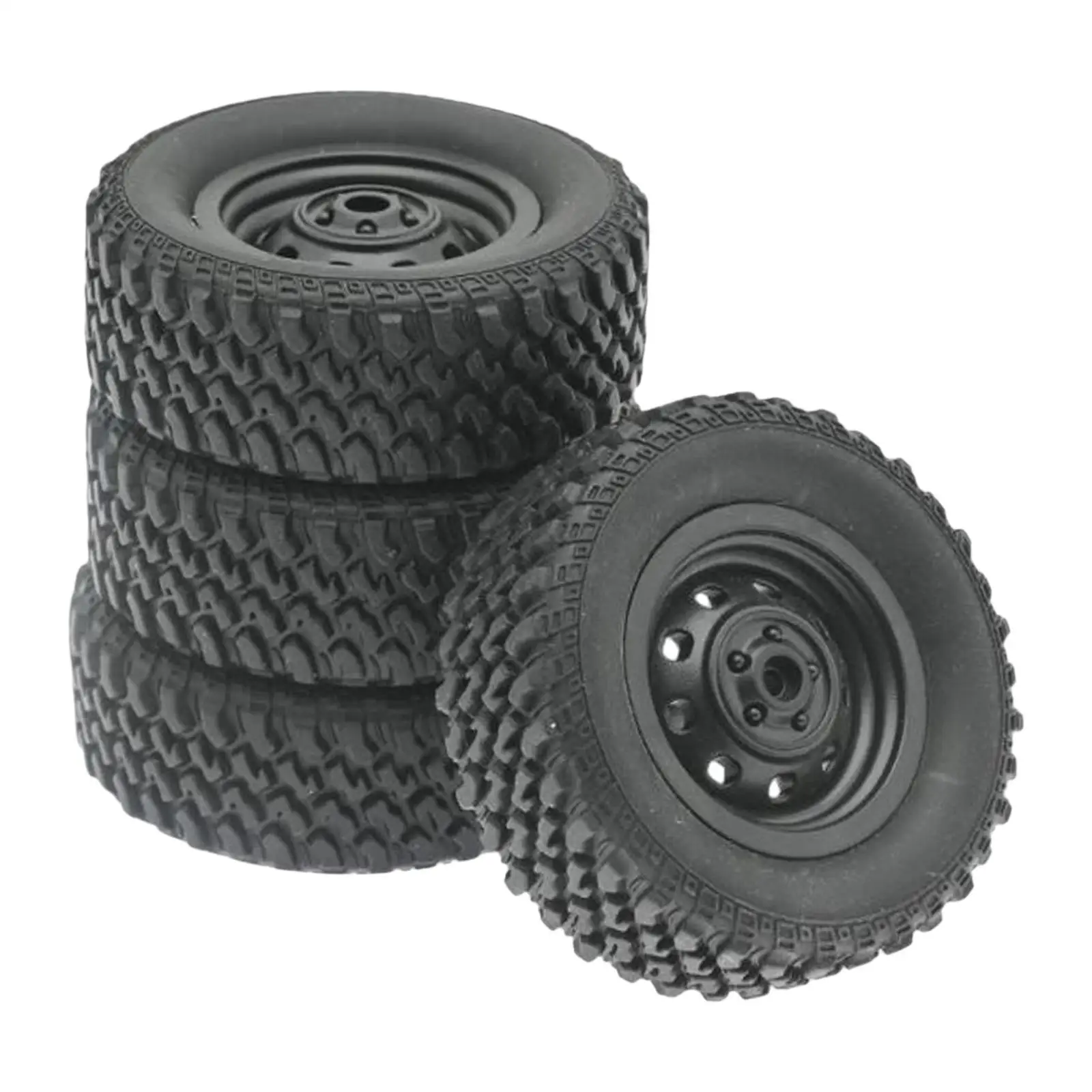 4x RC Wheels and Tires Set RC Upgrade Part Rubber Tires Set RC Tires with Wheel Rim for MN82 MN78 1/12 RC Crawler Car Trucks 2
