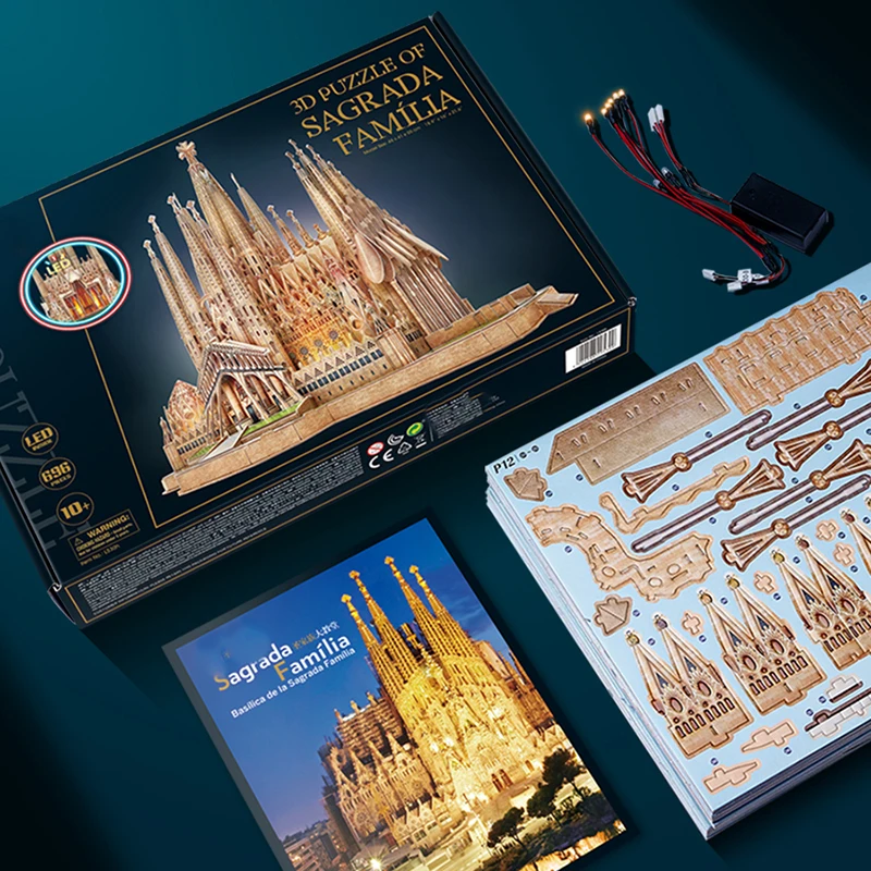 DIY Paper Puzzle 3D Three-Dimensional Barcelona Sagrada Familia Cathedral  Model Jigsaw Assembly Toy Children Birthday Gifts