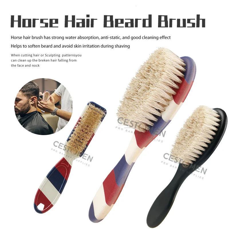Barber Shaving Beard Brush Removal Neck Dusting Horse Hair Brushes Face Mustache Salon Cleaning Styling Tools