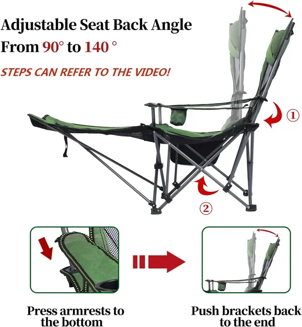 Portable Reclining Camping Lounge Chair with Footrest 4