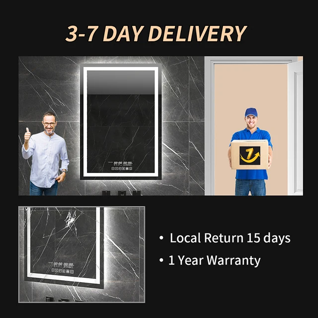 Smart Bath Mirror Backlit Antifog Vertical Wallmounted Led Light