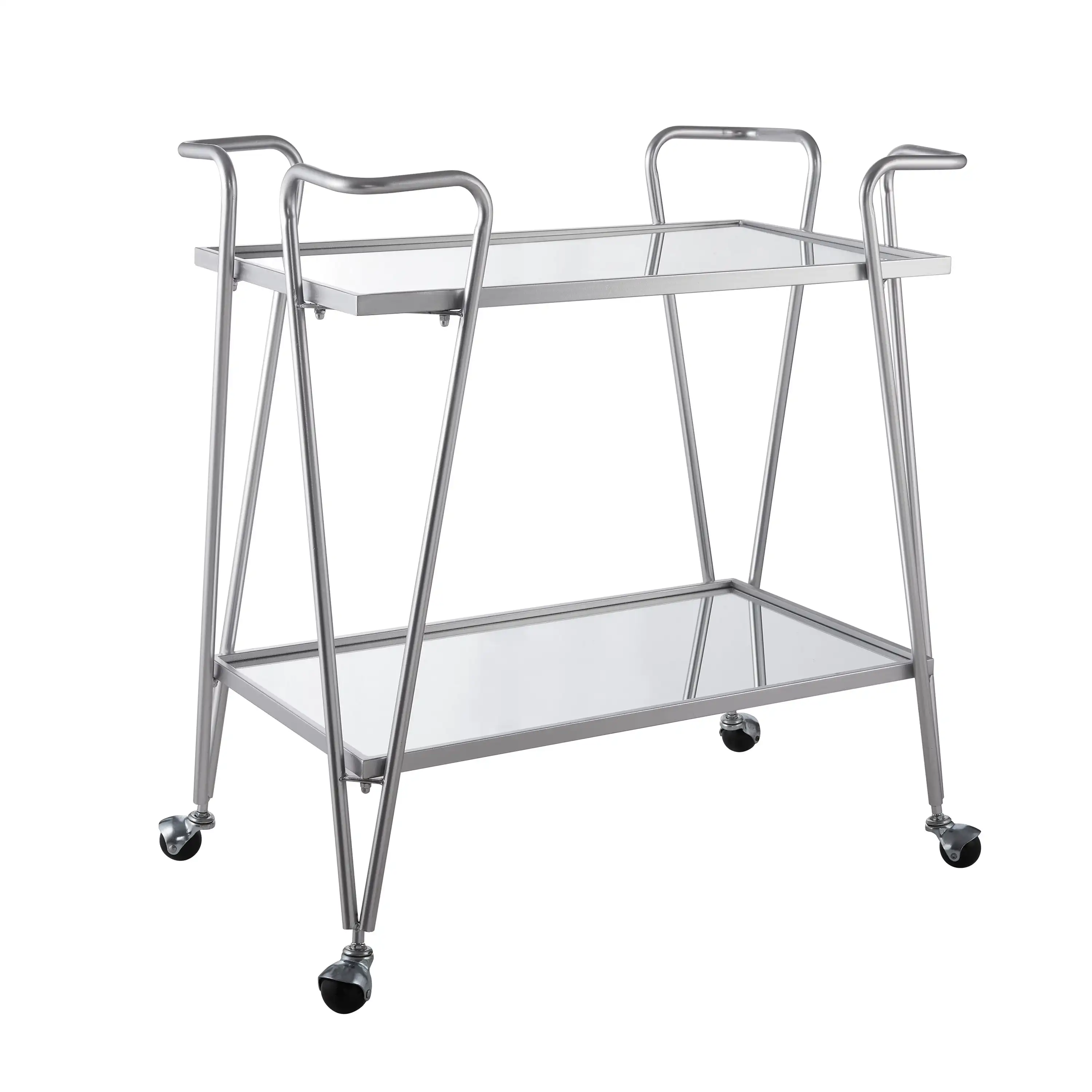 

Linon 2-Tier Mobile Metal & Glass Bar Cart, 32.5" H, Chrome