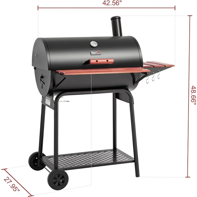 Royal Gourmet CC1830V 30 Barrel Charcoal Grill with Wood-Painted Side Front Table, 627 Square Inches Cooking Space 6