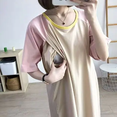 Cotton Maternity Breastfeeding Sleepwear Summer Thin Loose Nursing Pregnant Women Pajamas Suits For Pregnancy Homewear Lounge - Image 6