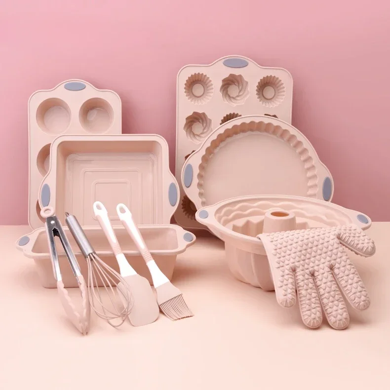 

Silicone baking mold tool 11-piece Stainless steel multifunctional cake pan Grease brush scraper kitchenware set
