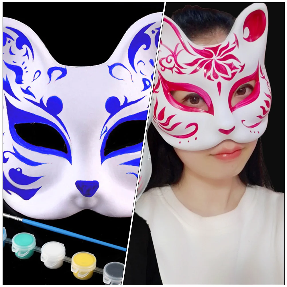 10Pcs White Masks DIY Paper Mask Blank Hand Painted Mask Blank Cat Mask For  Decorating DIY Painting Masquerade Cosplay Party