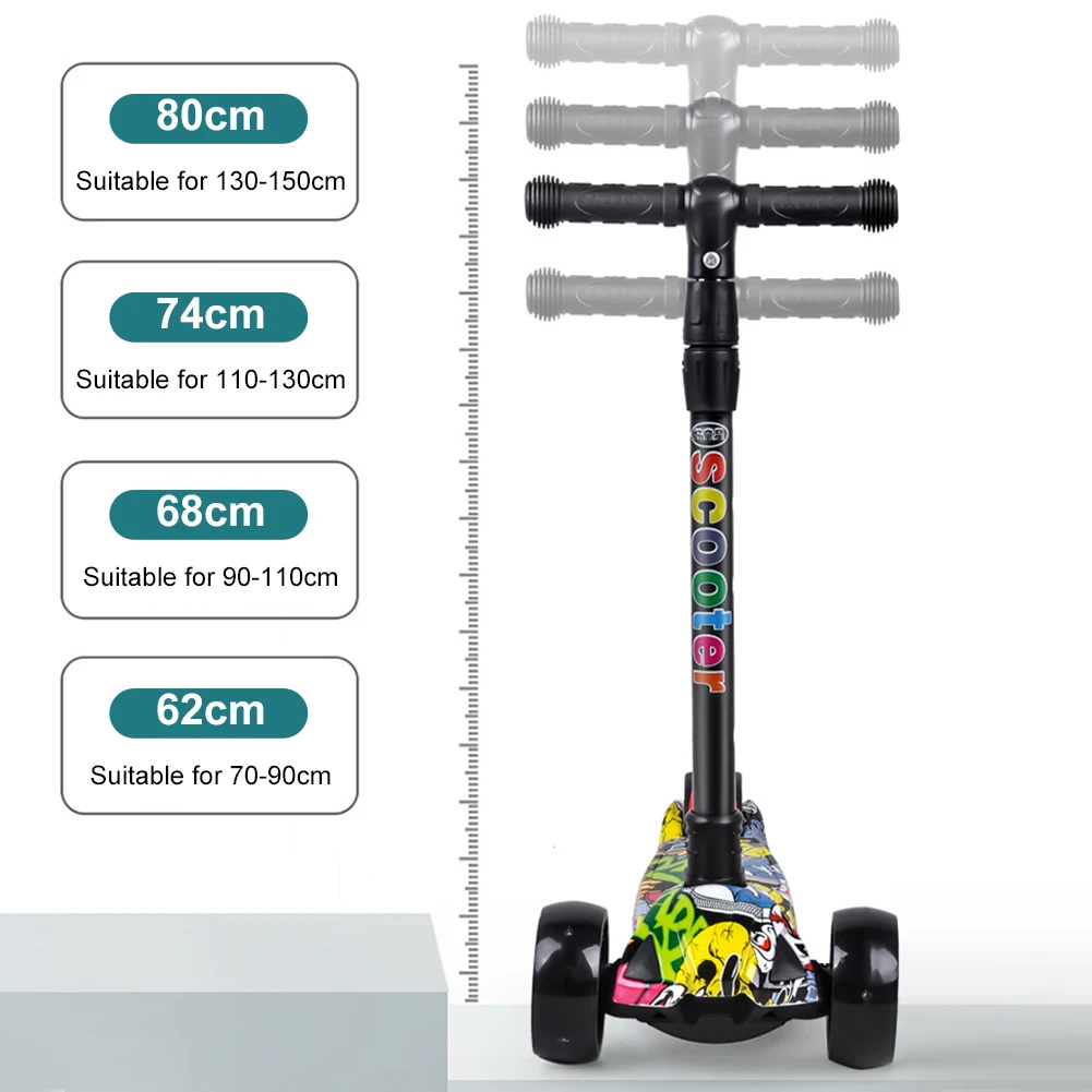 Kick Scooter Light-Up Wheels Adjustable Height Kids Scooter Lean To Steer 3 Wheel for Kids Ages 2-10