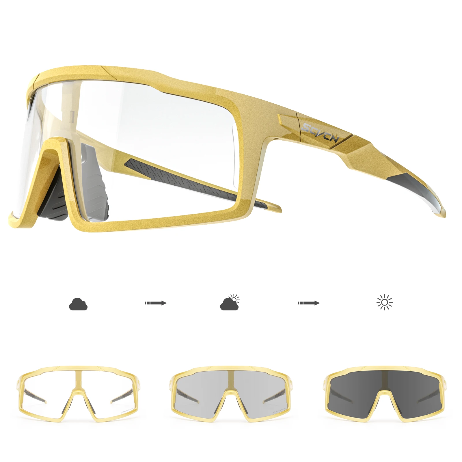 

SCVCN Photochromic Cycling Glasses Bicycle Glasses Sports Men's Sunglasses MTB Road Bike Eyewear for Women Cycle Goggles Racing