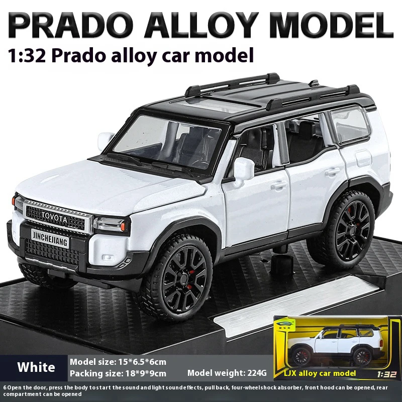 1:32 Toyota Prado Land Cruiser Off-Road Vehicle Diecast Model Car - Metal Alloy Collectible