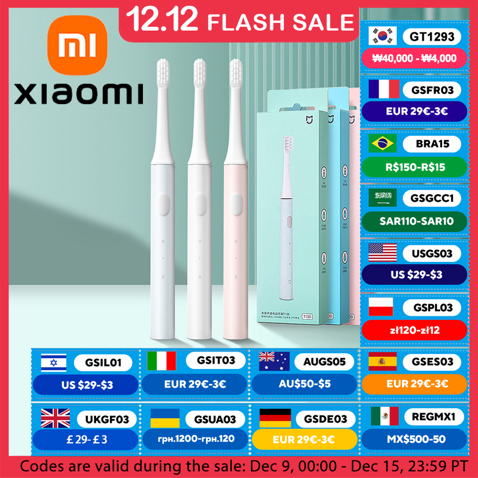 XIAOMI MIJIA T100 Sonic Electric Toothbrush Cordless USB Rechargeable Toothbrushes Waterproof Ultrasonic Automatic Tooth Brush