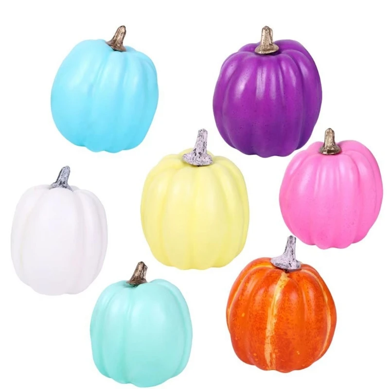 

7pcs Halloween Pumpkin Ornaments Colorful Pumpkin for Thanksgiving Party Decors